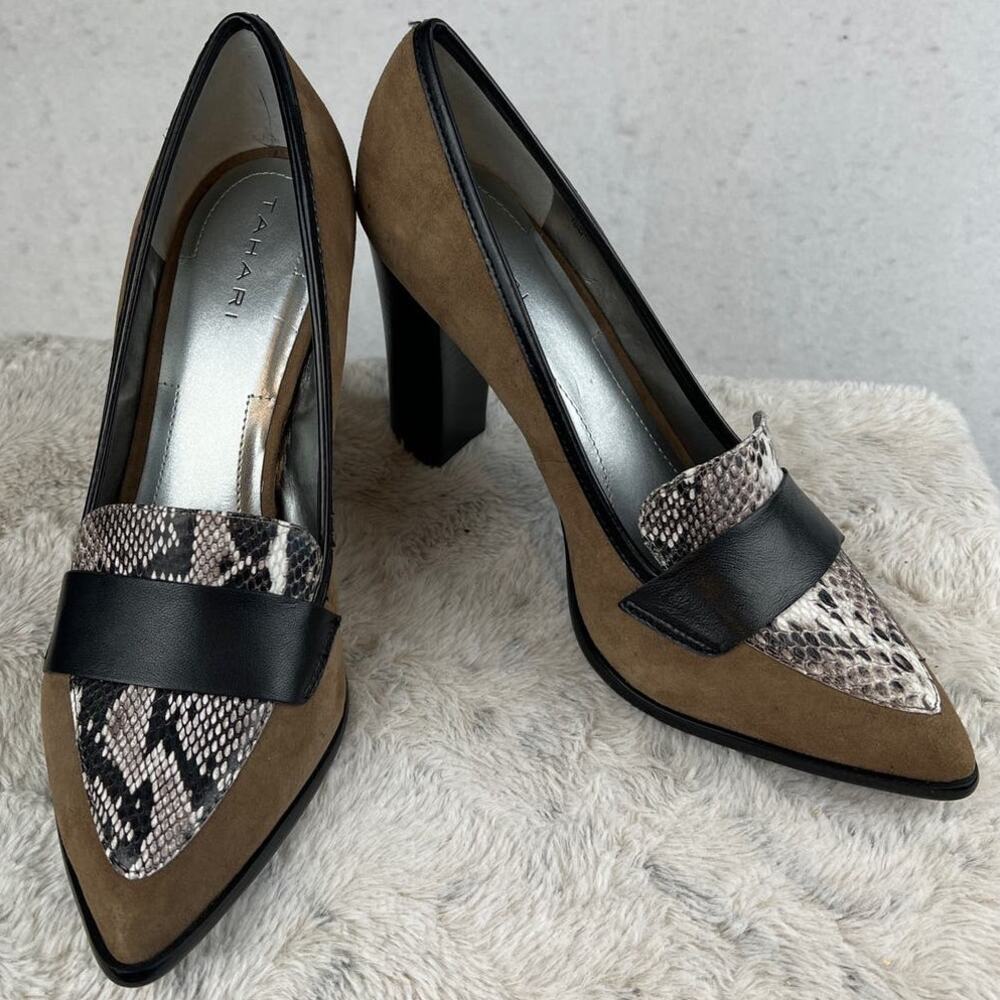Tahari Aimee Suede Leather Animal Print Pumps Size 10 NEW!